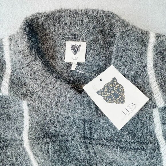 LITA by Ciara Nurture Manchester Gray Alpaca Wool Blend Sweater Size L Cropped - Picture 3 of 12